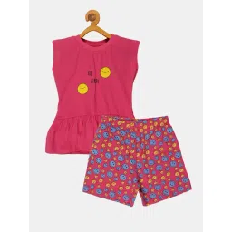 Kiddopanti Kids Pink Printed T-Shirt with Shorts-picture-34