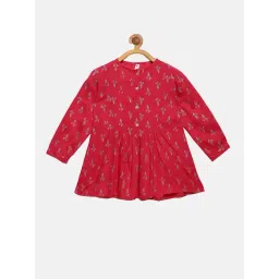 Kiddopanti Kids Red Printed Full Sleeves Kurti-picture-34