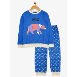 Kiddopanti Kids Royal Blue Printed T-Shirt with Pants-picture-38
