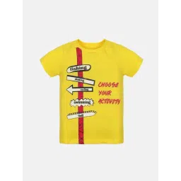 Kiddopanti Kids Yellow Cotton Printed T-Shirt-picture-23