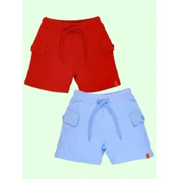 Kiddopanti Multi Boys Cotton Knee Length Basic Knit Cargo Shorts (Pack of 2)-picture-16