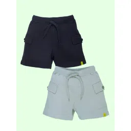 Kiddopanti Multi Boys Cotton Knee Length Basic Knit Cargo Shorts (Pack of 2)-picture-31