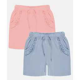 Kiddopanti Pack Of 2  Frill Detailed Pocket Hot Shorts -   Blue & Baby Pink-picture-27