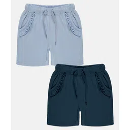 Kiddopanti Pack Of 2 Frill Detailed Solid Shorts - Blue & Navy Blue-picture-17