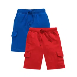 Kiddopanti Pack Of 2 Solid Colour Shorts - Red & Blue-image-38
