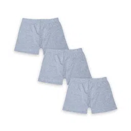 Kiddopanti Pack Of 3 Solid Boxer Shorts - Grey Melange-picture-31