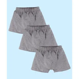 Kiddopanti Pack Of 3 Solid Boxer Shorts - Grey Melange-picture-26