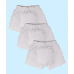 Kiddopanti Pack Of 3 Solid Boxer Shorts - White-picture-15