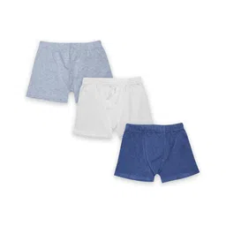 Kiddopanti Pack Of 3 Solid Boxer Shorts - White Grey Blue image 1