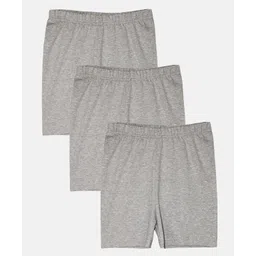 Kiddopanti Pack Of 3 Solid Cycling Shorts - Grey Melange-picture-23