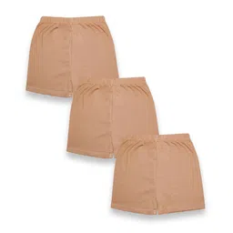 Kiddopanti Pack of 3 Solid Cycling Shorts - Skin-picture-35