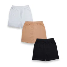 Kiddopanti Pack of 3 Solid Cycling Shorts - White  Black & Skin-picture-42