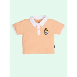 Kiddopanti Peach Cotton Regular Printed Crop Top-picture-21