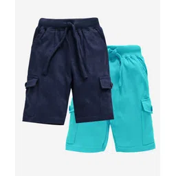 Kiddopanti Solid Shorts Pack Of 2 - Navy Blue And Aqua Blue-picture-11