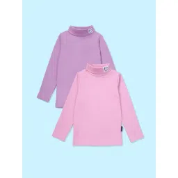 Kiddopanti Unisex Baby Pink and Dark Lilac Regular Fit T-Shirts - Pack of 2-picture-13