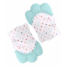 KidDough  Baby Teething Mitten Polka Dot Print Pack of 2 - Sea Green-picture-16