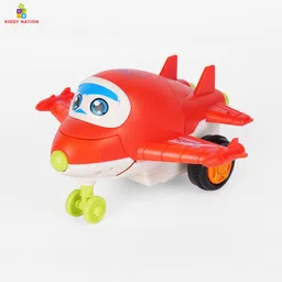 kiddy nation SkyRobo Transformer Friction Powered Plane Toy for Kids | Push & Go Aircraft Car-picture-21