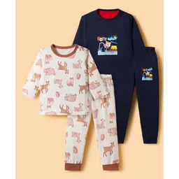 Kidi Wav Pack Of 2 Full Sleeves Animals Printed Coordinating Tee & Joggers Set - Multi Colour-picture-14