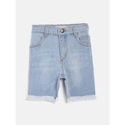 KIDKLO Boys Blue Washed Slim Fit Denim Shorts-picture-51