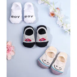 KIDLINGSS Pack Of 3 Car Smile & Boy Printed Loafer Socks - Multicolour-picture-23