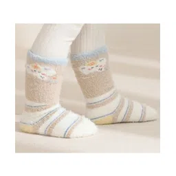 Kidofash Fur Knit Abstract Designed Socks - Light Brown-image-4