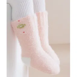 Kidofash Fur Knit Abstract Designed Socks - Pink-image-6