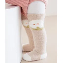 Kidofash Fur Knit Bunny Printed Socks - Light Brown-image-16