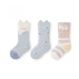 Kidofash Fur Knit Pack of 3 Animal Designed Socks - Blue-image-19