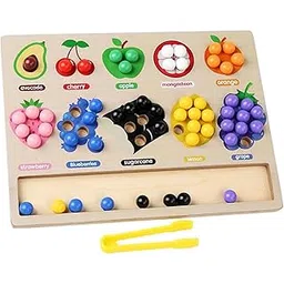 Kidology Wooden Board Rainbow Beads Staking and Sorting Counting Game for Toddlers Age 3+ Years | Montessori Matching Color Toys | Preschool Learning, Educational, Fun Gift for Kids-picture-17