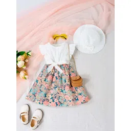 Kidotsav Floral Print Flutter Sleeve Fit & Flare Dress-picture-20