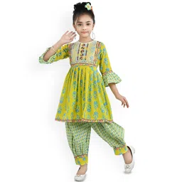 Kidotsav Girls Floral Printed Regular Kurti with Dhoti Pants-picture-28