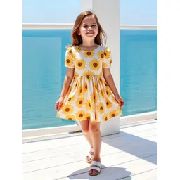 Kidotsav Girls Floral Printed Round Neck Fit & Flare Dress-picture-27
