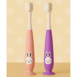 KIDS BASIC Baby Toothbrush with Bunny Design Soft Bristle with Cup Base - Purple & Pink (Pack of 2)-picture-16