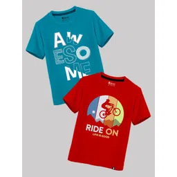 kids basket Kids Pack of 2 Basket Boys Typography Printed Round Neck Cotton T-shirts-picture-58