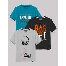 kids basket Kids Pack of 3 Basket Boys Graphic Printed Round Neck Cotton T-shirts-picture-52