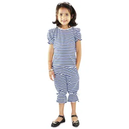 Kids Cave Girls Striped Puff Sleeve Clothing Set-picture-27