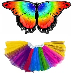 Kids Fairy butterfly wings for Girls with Rainbow drees Up pretend piay party Favors (multicolor)-picture-13