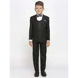 Kids Island Boys Black & White Checks Full Sleeves Suit Set-picture-45