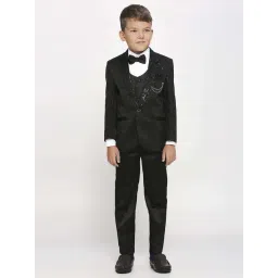 Kids Island Boys Black & White Embroidery Full Sleeves Suit Set-picture-32