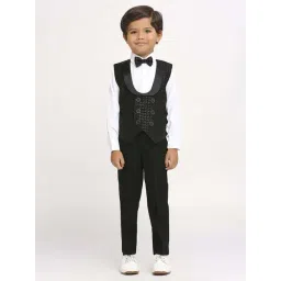Kids Island Boys Black Embossed Full Sleeves Suit Set-picture-46