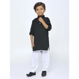Kids Island Boys Black Sequence Full Sleeves Kurta Set-picture-42