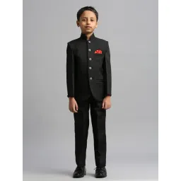 Kids Island Boys Black Solid Suit Sets-picture-26