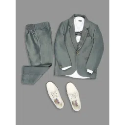 Kids Island Boys Green & White Self Full Sleeves Suit Set-picture-40