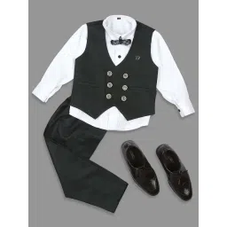 Kids Island Boys Green & White Solid Full Sleeves Suit Set-picture-25