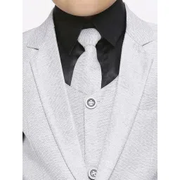 Kids Island Boys Grey & Black Solid Full Sleeves Suit Set image 4