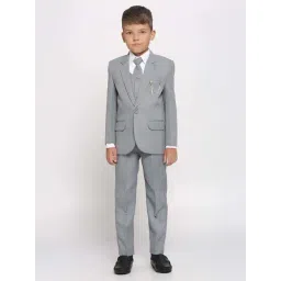 Kids Island Boys Grey & White Solid Full Sleeves Suit Set-picture-22