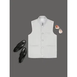 Kids Island Boys Grey Solid Nehru Jacket-picture-25