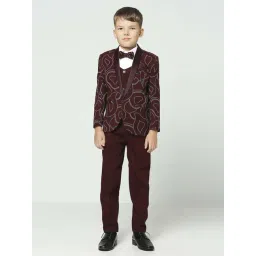 Kids Island Boys Maroon & White Embroidery Full Sleeves Suit Set-picture-10