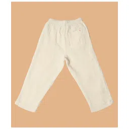 kids of greendeer Greendeer Cotton Solid Pant - Off White image 4