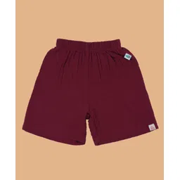 kids of greendeer Greendeer 100% Cotton Solid Shorts - Burgundy-picture-30